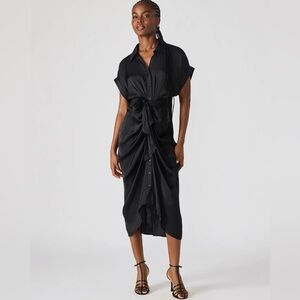 Steve Madden Tori knit Black satin Midi Dress